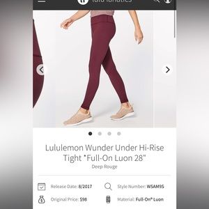 Lululemon wunder under 28”